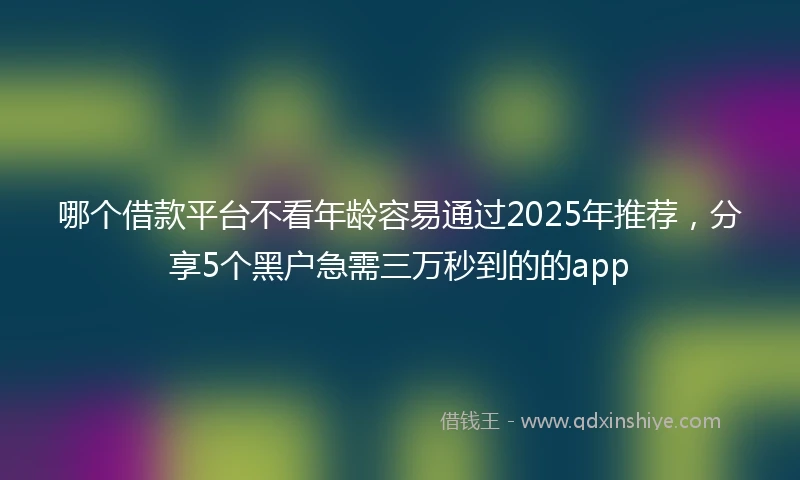 哪个借款平台不看年龄容易通过2025年推荐，分享5个黑户急需三万秒到的的app