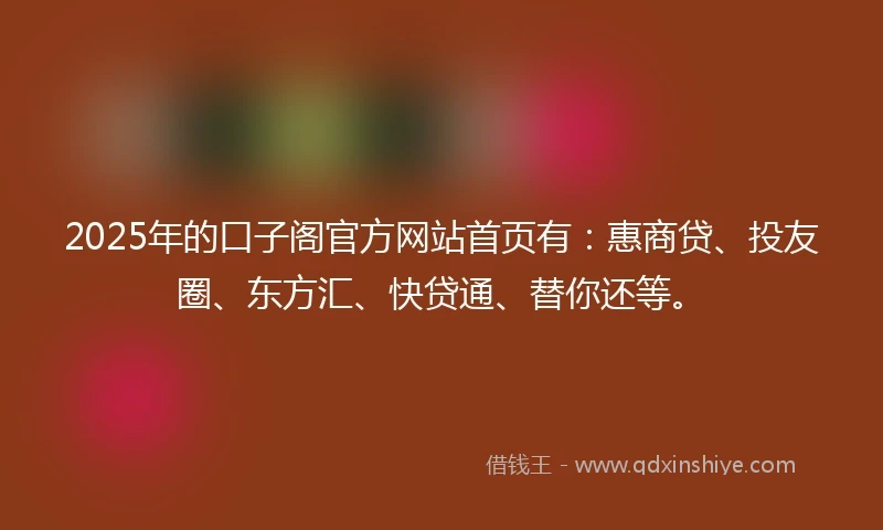 2025年的口子阁官方网站首页有：惠商贷、投友圈、东方汇、快贷通、替你还等。