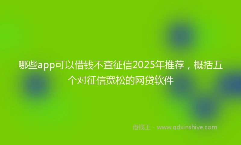 哪些app可以借钱不查征信2025年推荐，概括五个对征信宽松的网贷软件