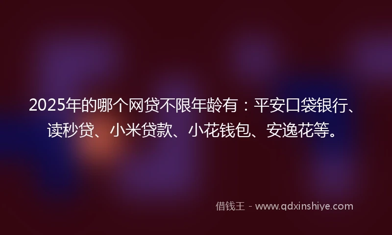 2025年的哪个网贷不限年龄有：平安口袋银行、读秒贷、小米贷款、小花钱包、安逸花等。