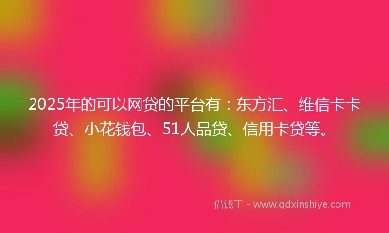 2025年的可以网贷的平台有：东方汇、维信卡卡贷、小花钱包、51人品贷、信用卡贷等。