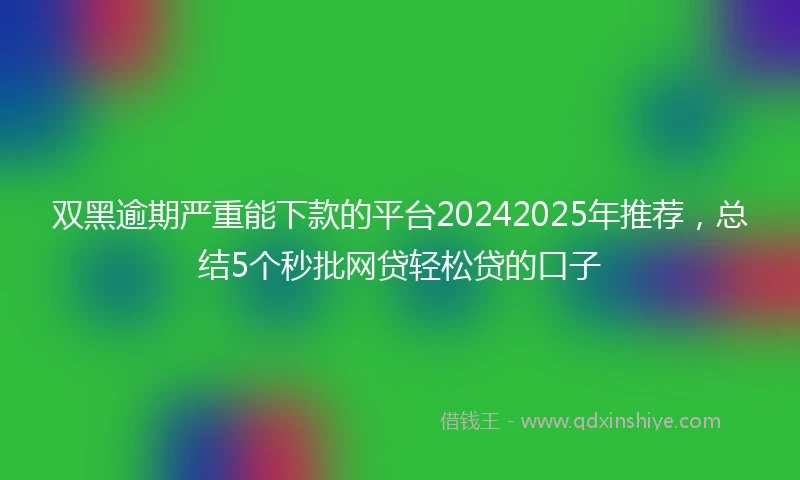 双黑逾期严重能下款的平台20242025年推荐，总结5个秒批网贷轻松贷的口子