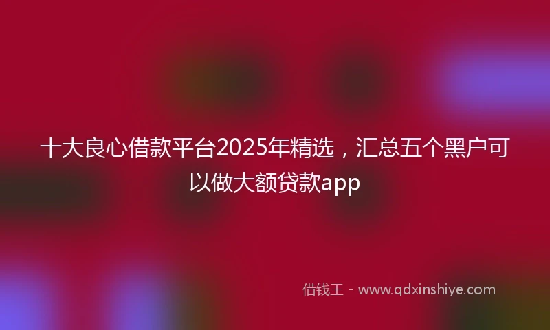 十大良心借款平台2025年精选，汇总五个黑户可以做大额贷款app