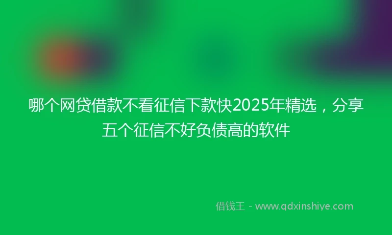 哪个网贷借款不看征信下款快2025年精选，分享五个征信不好负债高的软件