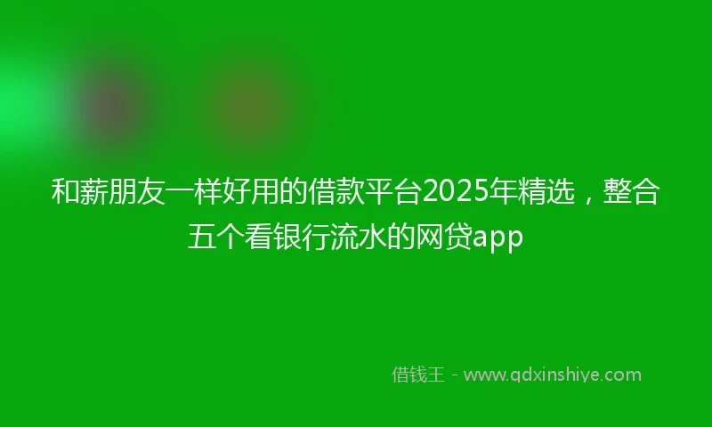 和薪朋友一样好用的借款平台2025年精选，整合五个看银行流水的网贷app