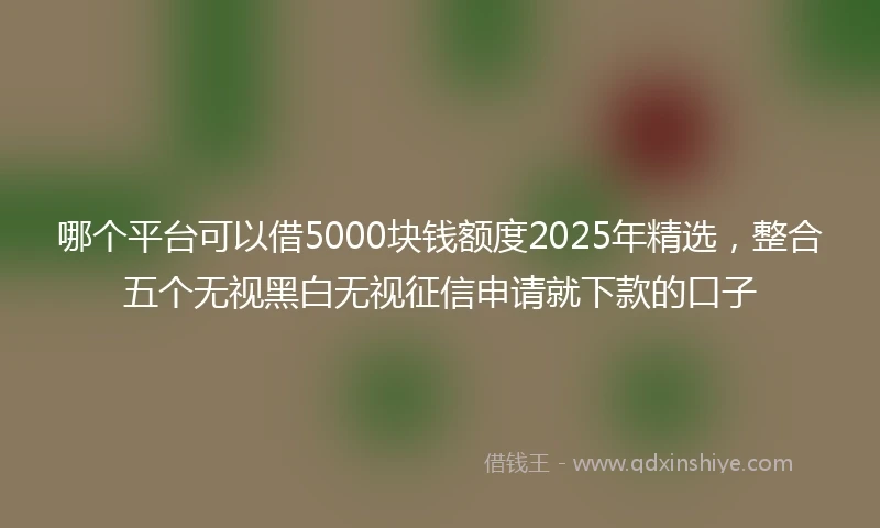 哪个平台可以借5000块钱额度2025年精选，整合五个无视黑白无视征信申请就下款的口子
