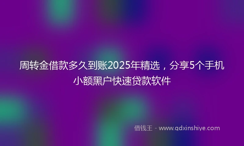 周转金借款多久到账2025年精选，分享5个手机小额黑户快速贷款软件