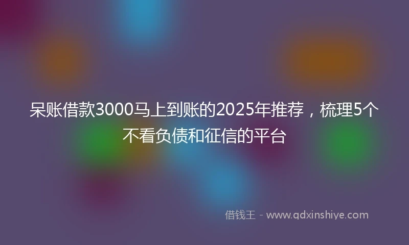 呆账借款3000马上到账的2025年推荐，梳理5个不看负债和征信的平台