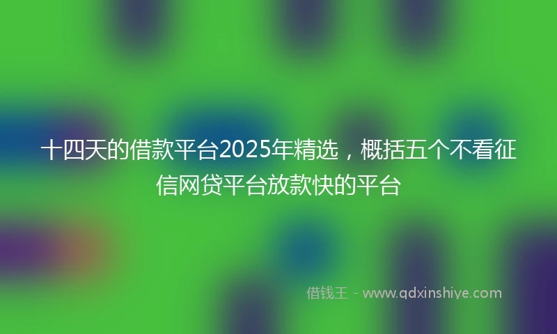 十四天的借款平台2025年精选，概括五个不看征信网贷平台放款快的平台