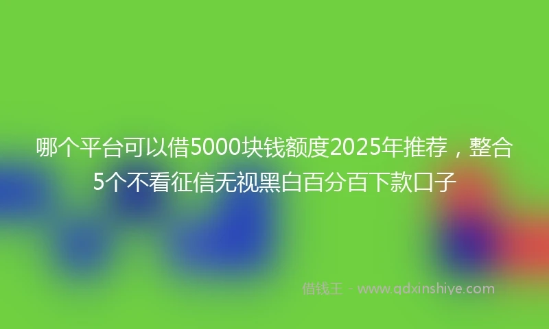 哪个平台可以借5000块钱额度2025年推荐，整合5个不看征信无视黑白百分百下款口子