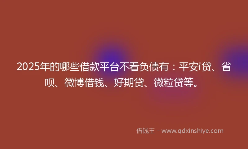2025年的哪些借款平台不看负债有：平安i贷、省呗、微博借钱、好期贷、微粒贷等。