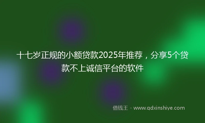 十七岁正规的小额贷款2025年推荐，分享5个贷款不上诚信平台的软件