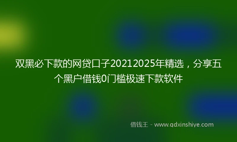 双黑必下款的网贷口子20212025年精选，分享五个黑户借钱0门槛极速下款软件