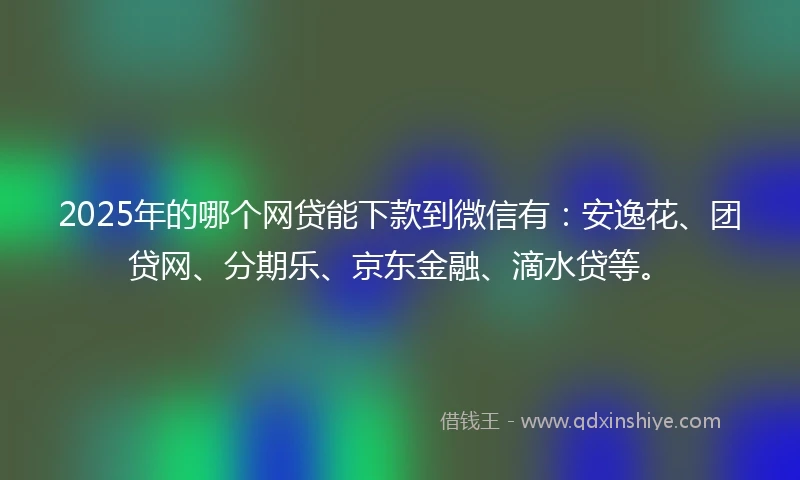 2025年的哪个网贷能下款到微信有：安逸花、团贷网、分期乐、京东金融、滴水贷等。