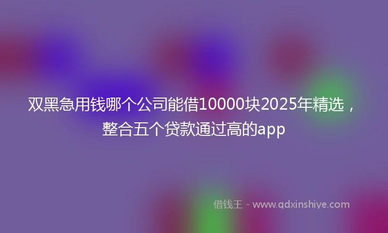 双黑急用钱哪个公司能借10000块2025年精选,整合五个贷款通过高的app