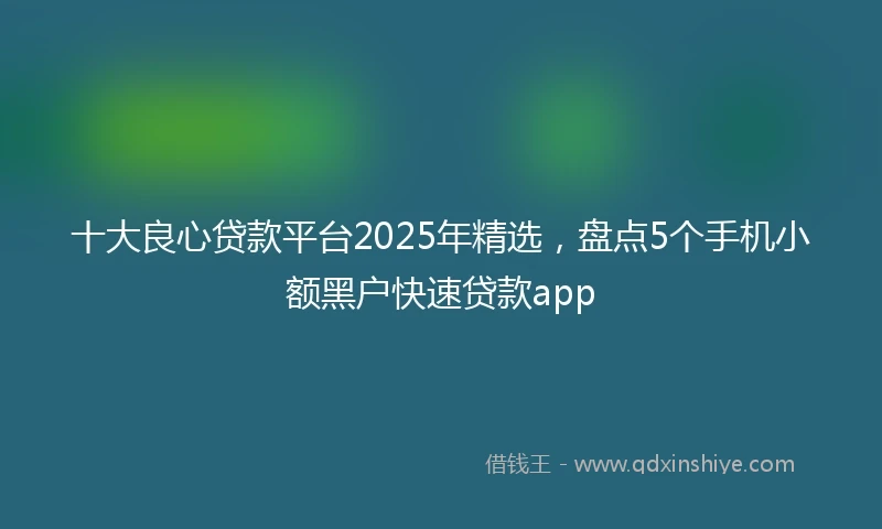 十大良心贷款平台2025年精选，盘点5个手机小额黑户快速贷款app