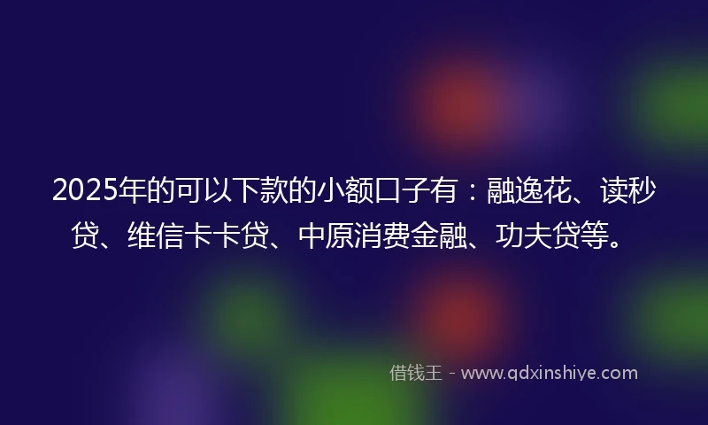 2025年的可以下款的小额口子有：融逸花、读秒贷、维信卡卡贷、中原消费金融、功夫贷等。