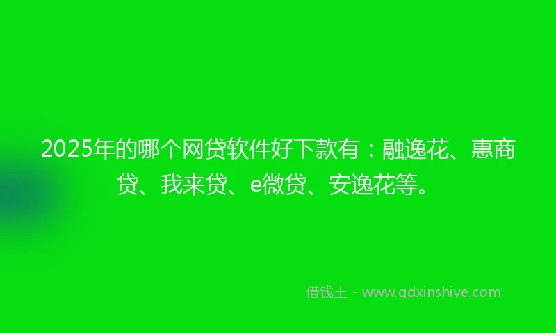 2025年的哪个网贷软件好下款有：融逸花、惠商贷、我来贷、e微贷、安逸花等。