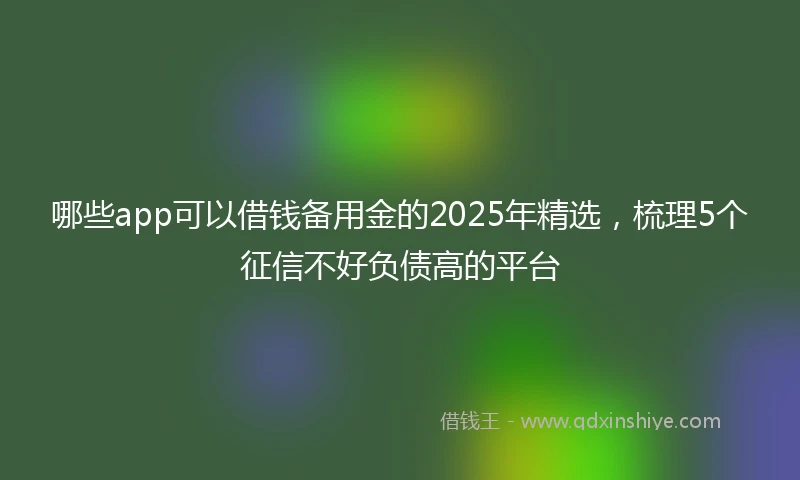 哪些app可以借钱备用金的2025年精选，梳理5个征信不好负债高的平台