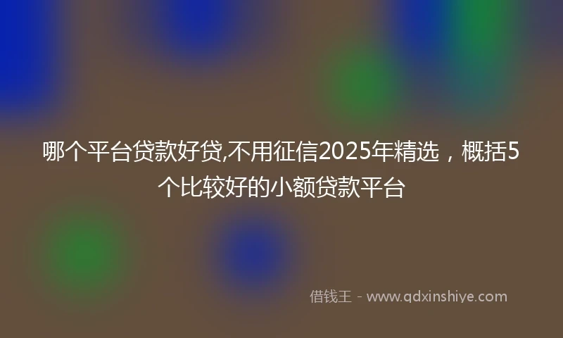 哪个平台贷款好贷,不用征信2025年精选，概括5个比较好的小额贷款平台