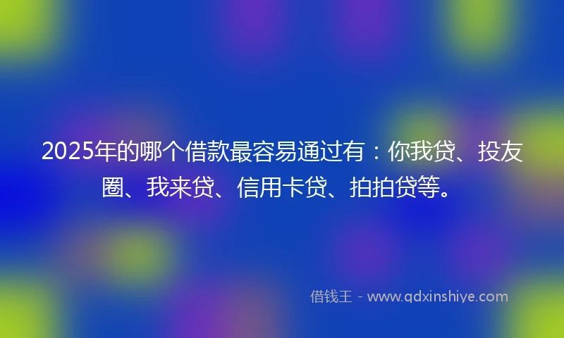2025年的哪个借款最容易通过有：你我贷、投友圈、我来贷、信用卡贷、拍拍贷等。