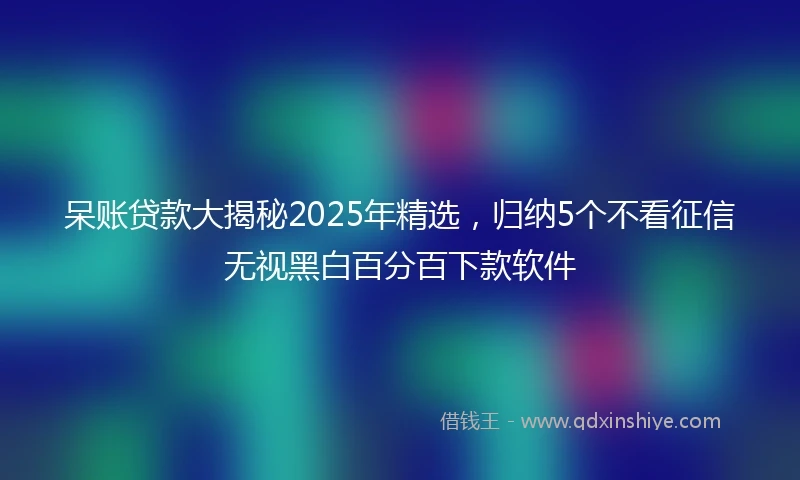 呆账贷款大揭秘2025年精选，归纳5个不看征信无视黑白百分百下款软件