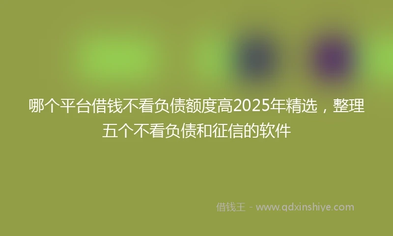 哪个平台借钱不看负债额度高2025年精选，整理五个不看负债和征信的软件