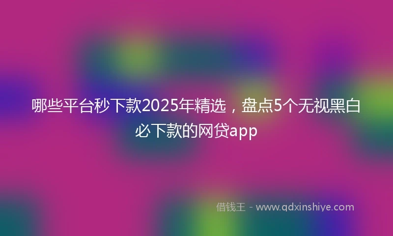 哪些平台秒下款2025年精选，盘点5个无视黑白必下款的网贷app