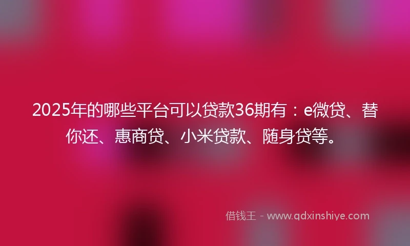 2025年的哪些平台可以贷款36期有：e微贷、替你还、惠商贷、小米贷款、随身贷等。