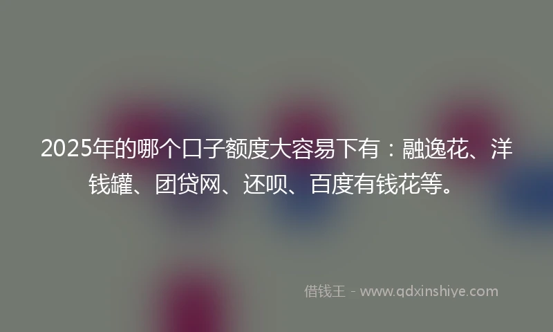 2025年的哪个口子额度大容易下有：融逸花、洋钱罐、团贷网、还呗、百度有钱花等。