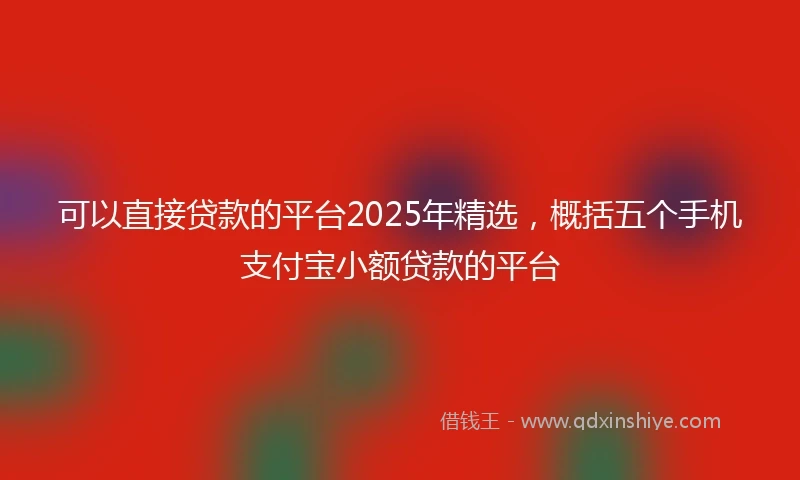 可以直接贷款的平台2025年精选，概括五个手机支付宝小额贷款的平台