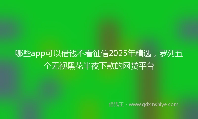 哪些app可以借钱不看征信2025年精选，罗列五个无视黑花半夜下款的网贷平台