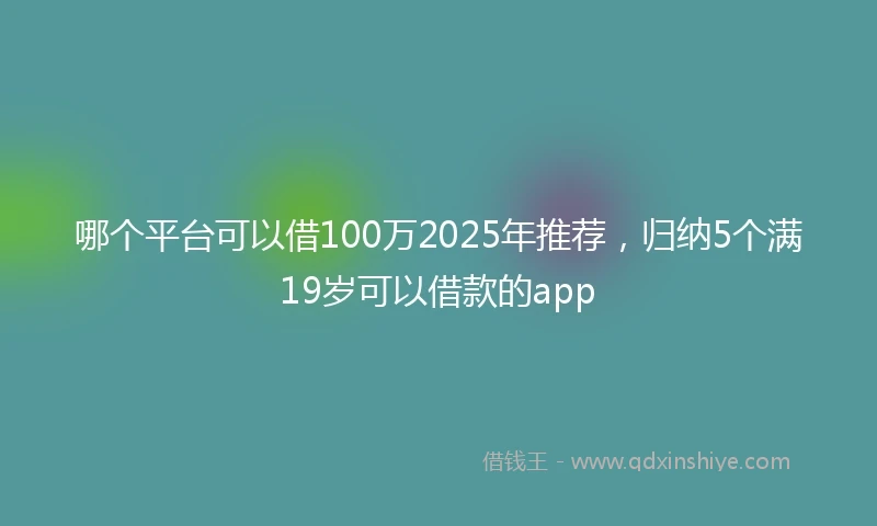 哪个平台可以借100万2025年推荐，归纳5个满19岁可以借款的app