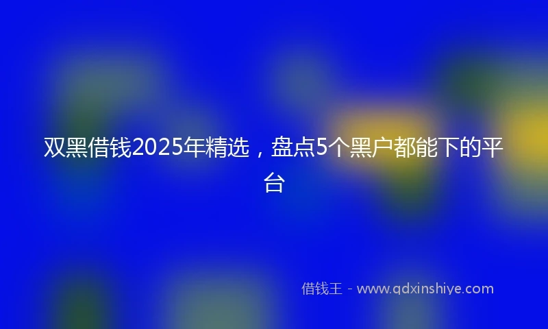 双黑借钱2025年精选，盘点5个黑户都能下的平台