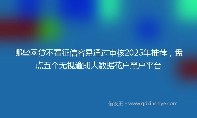 哪些网贷不看征信容易通过审核2025年推荐，盘点五个无视逾期大数据花户黑户平台