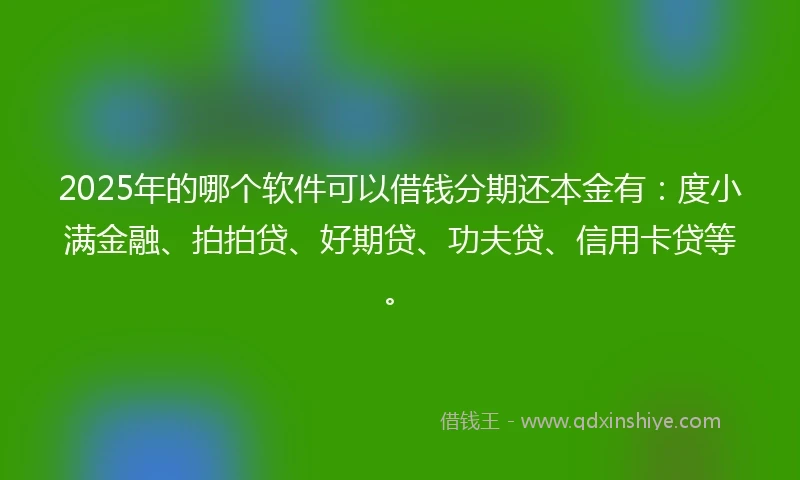 2025年的哪个软件可以借钱分期还本金有：度小满金融、拍拍贷、好期贷、功夫贷、信用卡贷等。