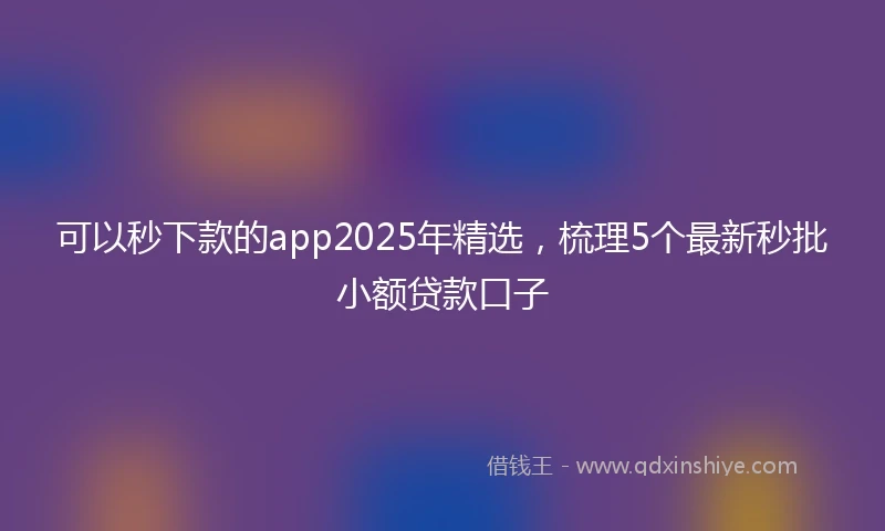 可以秒下款的app2025年精选,梳理5个最新秒批小额贷款口子