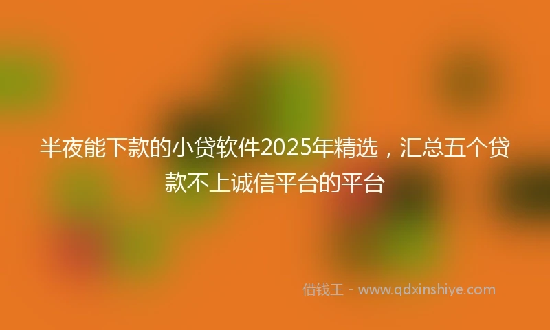 半夜能下款的小贷软件2025年精选，汇总五个贷款不上诚信平台的平台