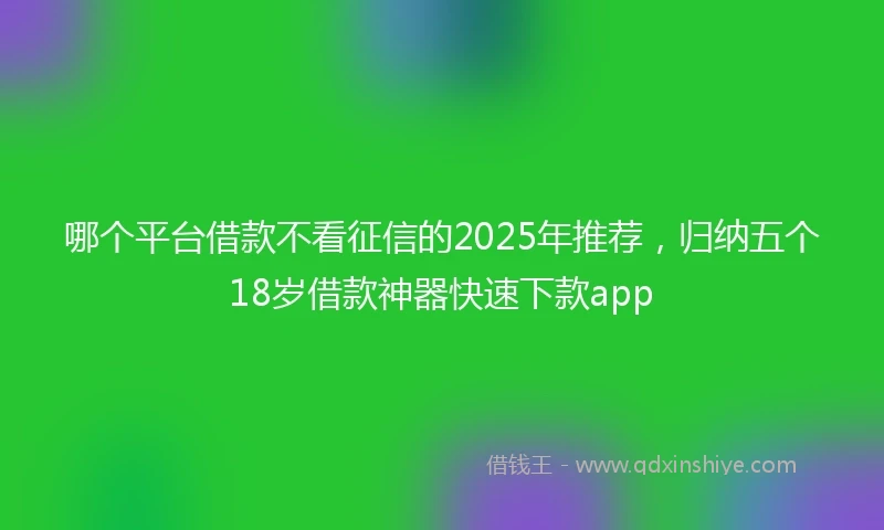 哪个平台借款不看征信的2025年推荐，归纳五个18岁借款神器快速下款app