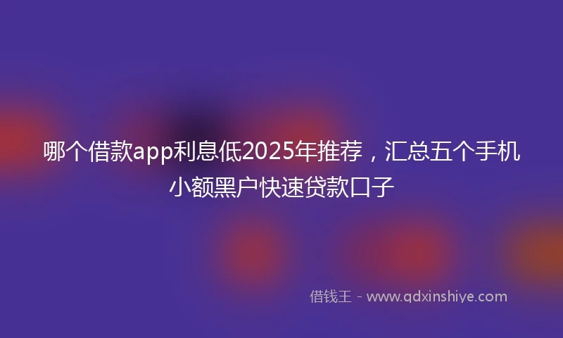 哪个借款app利息低2025年推荐，汇总五个手机小额黑户快速贷款口子