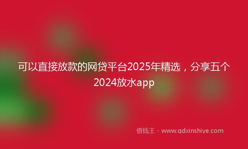 可以直接放款的网贷平台2025年精选，分享五个2024放水app