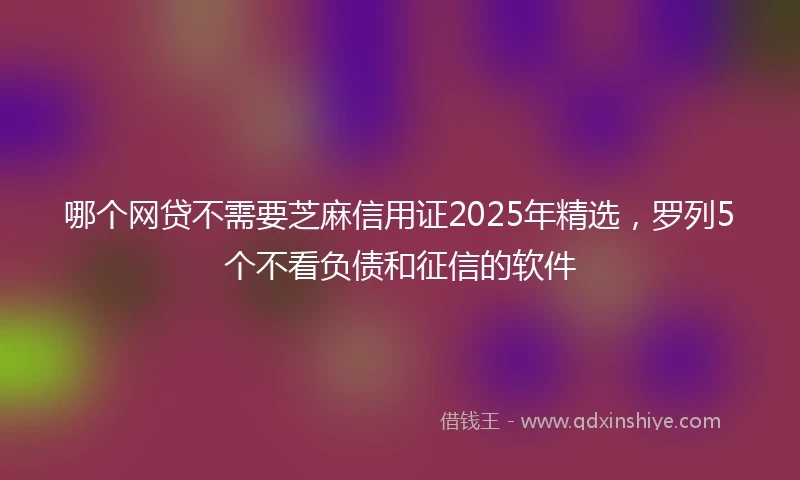 哪个网贷不需要芝麻信用证2025年精选,罗列5个不看负债和征信的软件