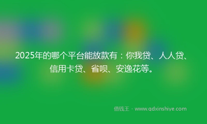 2025年的哪个平台能放款有：你我贷、人人贷、信用卡贷、省呗、安逸花等。