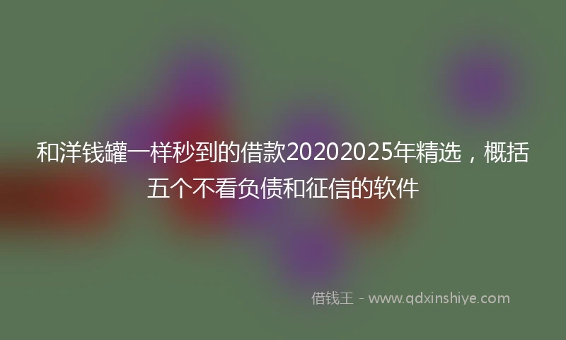 和洋钱罐一样秒到的借款20202025年精选，概括五个不看负债和征信的软件