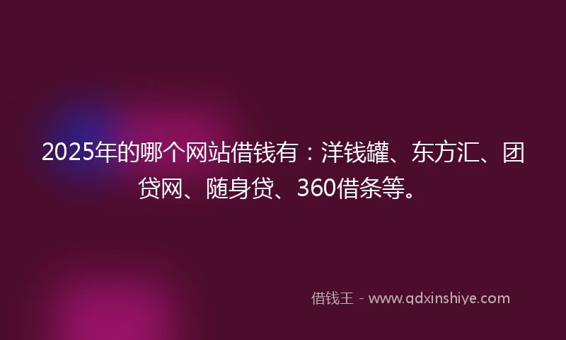 2025年的哪个网站借钱有：洋钱罐、东方汇、团贷网、随身贷、360借条等。