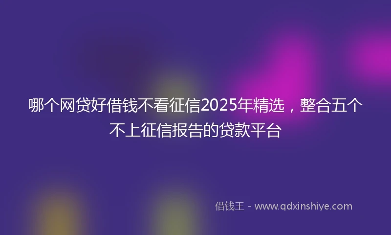 哪个网贷好借钱不看征信2025年精选，整合五个不上征信报告的贷款平台