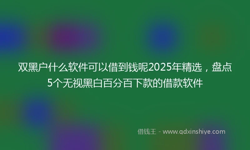 双黑户什么软件可以借到钱呢2025年精选，盘点5个无视黑白百分百下款的借款软件
