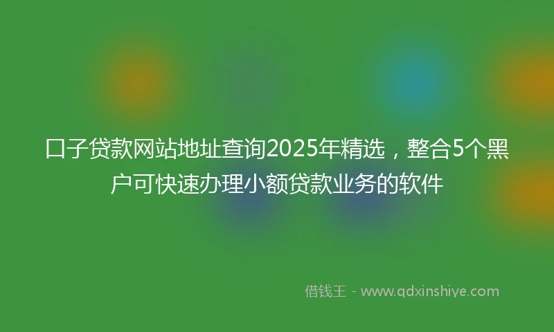口子贷款网站地址查询2025年精选，整合5个黑户可快速办理小额贷款业务的软件