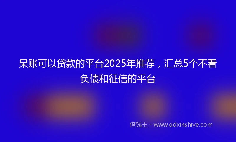 呆账可以贷款的平台2025年推荐，汇总5个不看负债和征信的平台