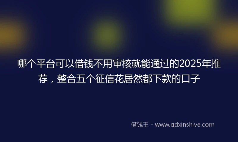 哪个平台可以借钱不用审核就能通过的2025年推荐，整合五个征信花居然都下款的口子